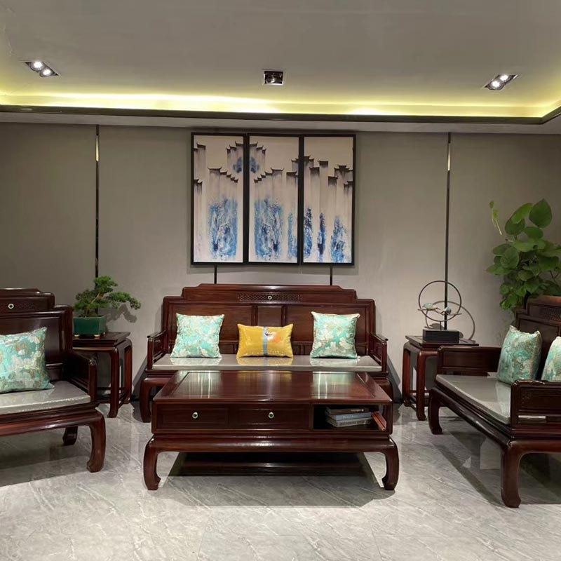 Modern Chinese Style Solid Wood Sofa